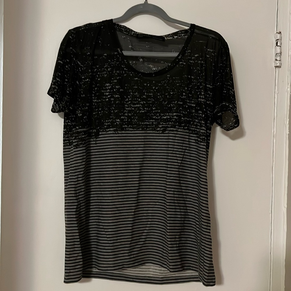 Stripe burnout short sleeve t-shirt